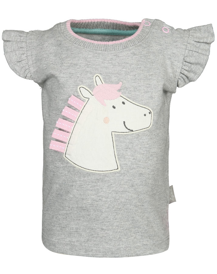 T-Shirt HAPPY HORSE mit Flügelärmeln in grau melange