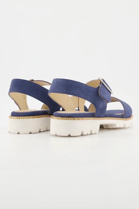 Leder-Sandaletten, Veloursleder, breite Riemen, Weite H
