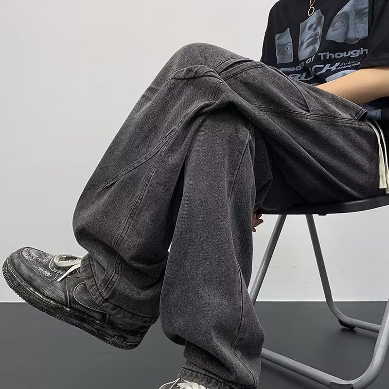 Cowpow - Gewassen losse jeans met trekkoord in de taille