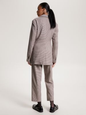 Blazer Slim Fit com Estampa Tattersall