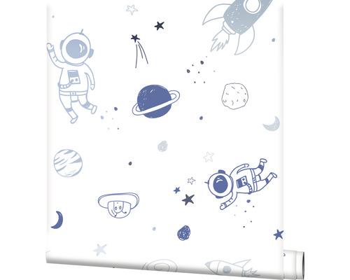 Vliesbehang 45848 Kids Walls Space blauw wit