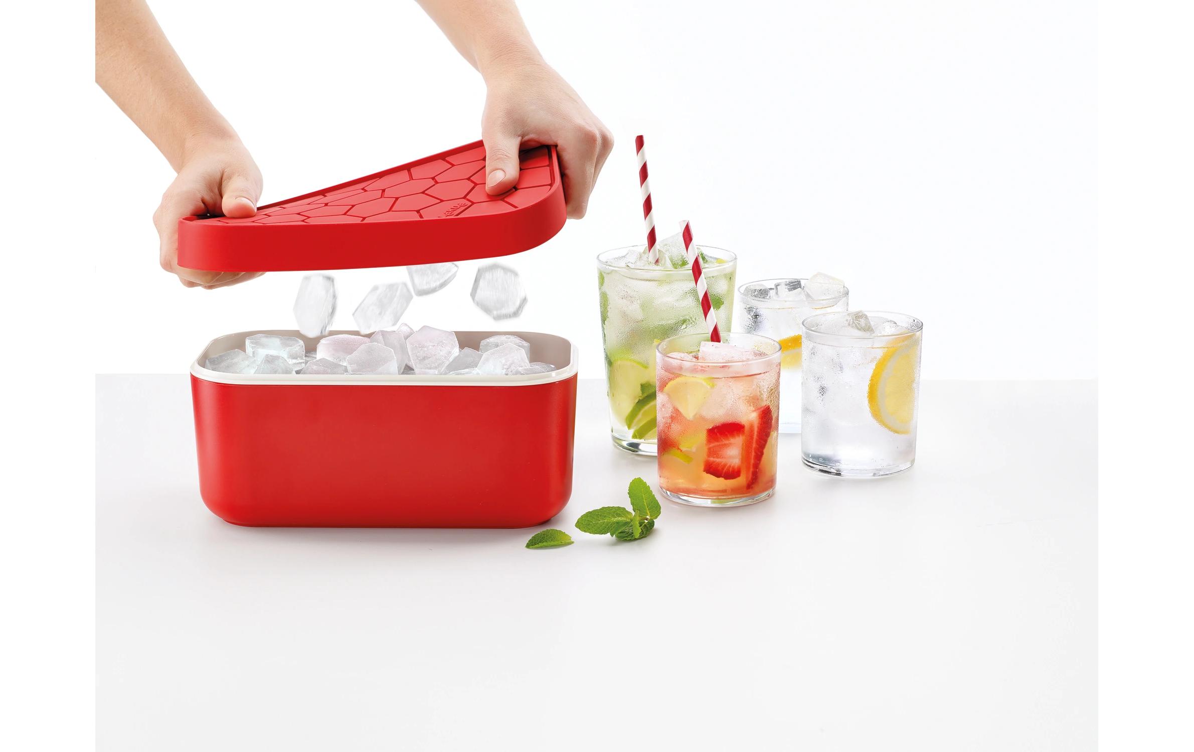 Eiswürfelbox RotEiswürfelschale mit dem Eisbox zur Herstellung und Aufbewahrung von Eiswürfeln