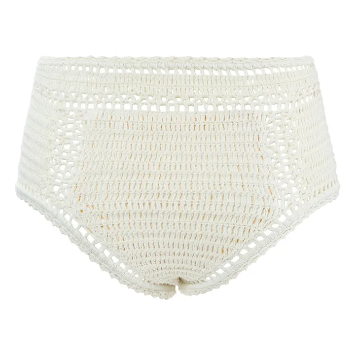 She Made Me Bas de Maillot Essential Taille Haute Crochet | Ivoire