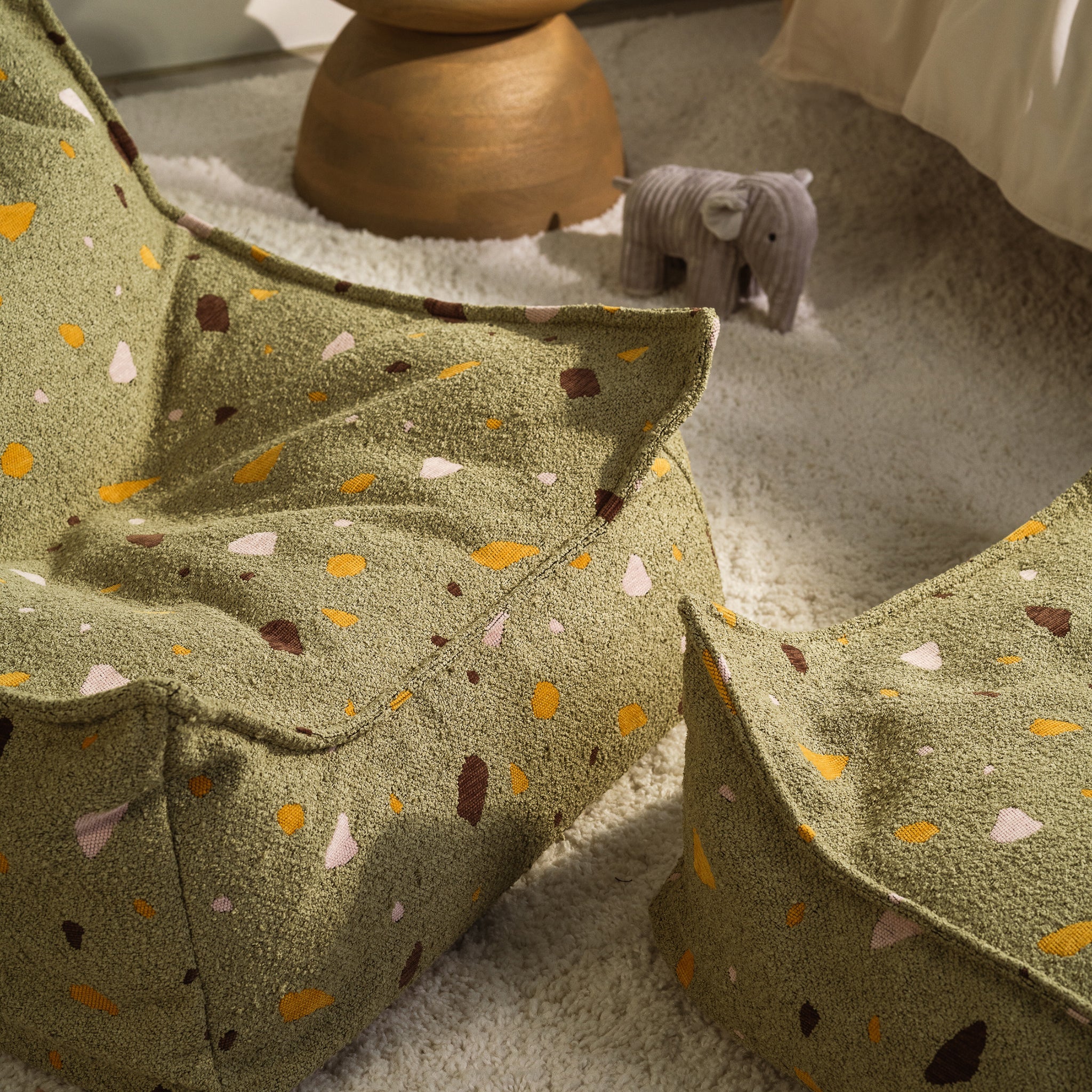 Wigiwama Sitzsack und Ottomann Set Terrazzo Moss