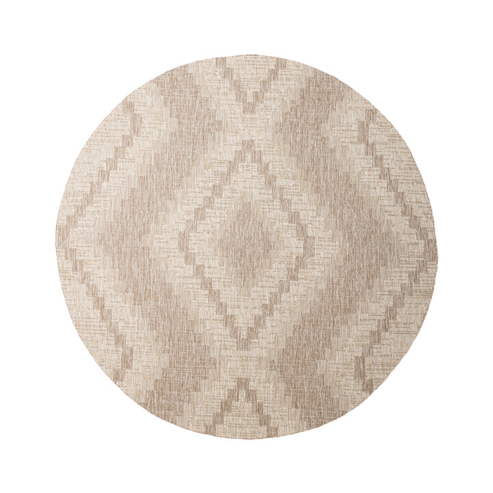 Rond jute buitenkleed - Atlas Diamond Bruin/Creme