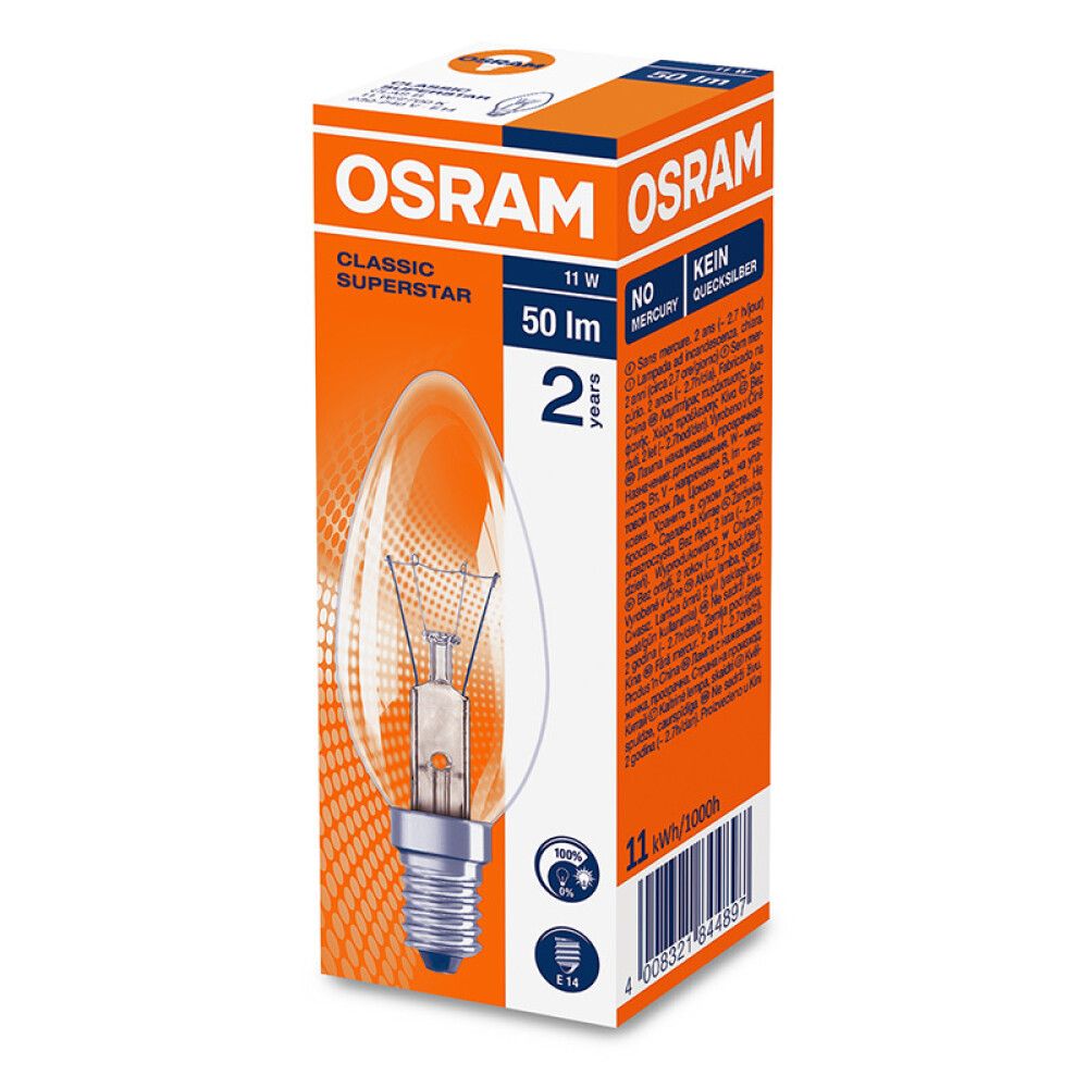 LYSPÆRE OSRAM KRONE CLASSIC B 11W 50LM E14