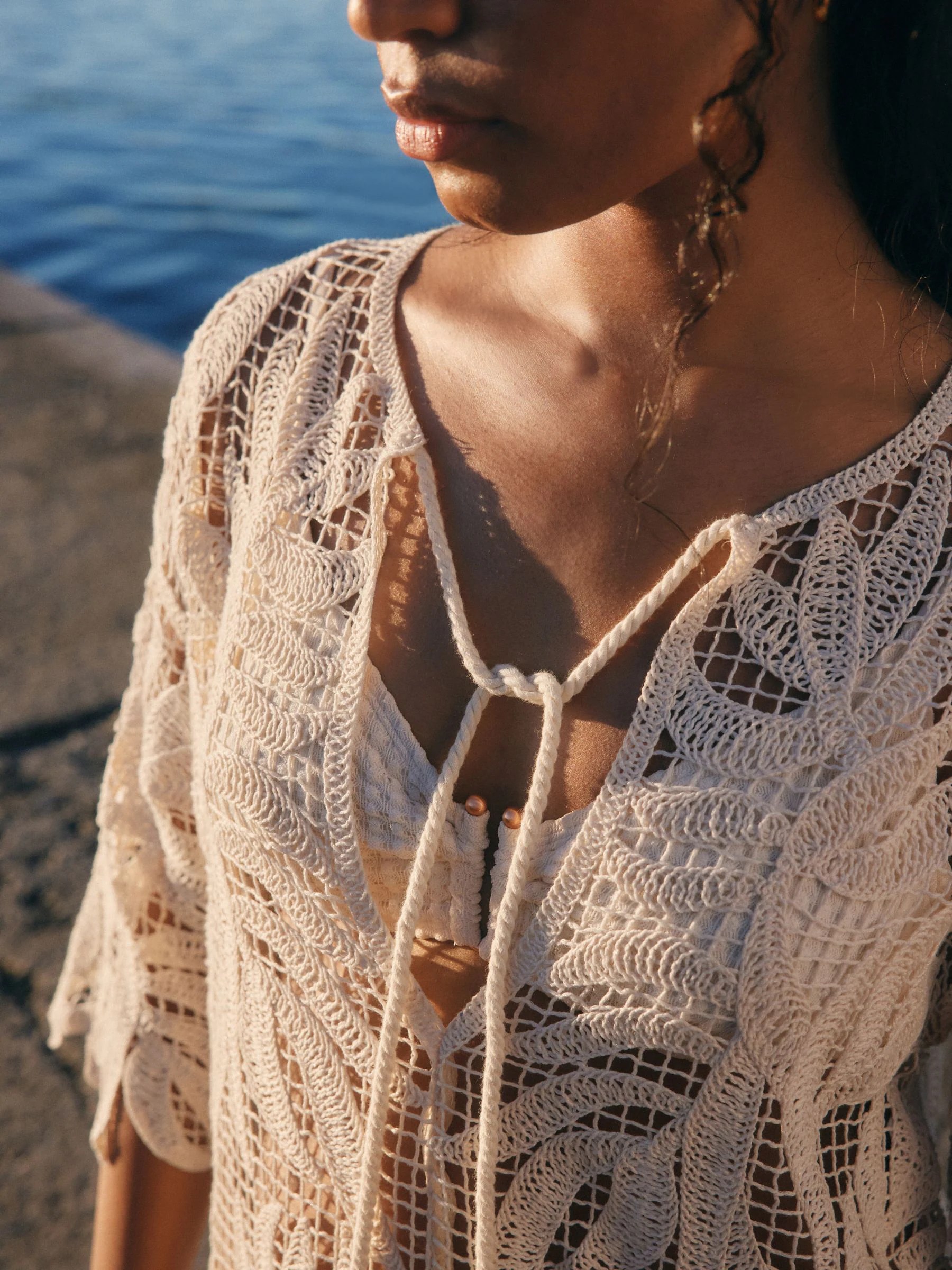 Crème - Crochet Cover-Up Kaftan