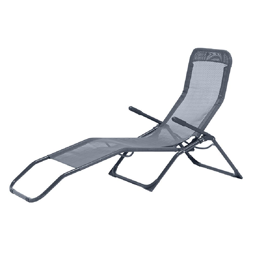 Bain de soleil transat Playa pliant 2 positions gris 139x99xH60cm
