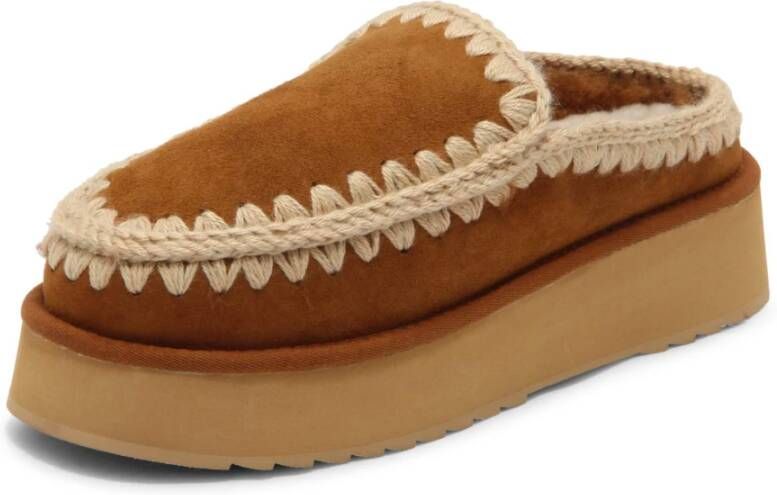 MOU Instappers Dames Clog Eskimo Platform Maat: 40 Materiaal: Suède Kleur: Cognac