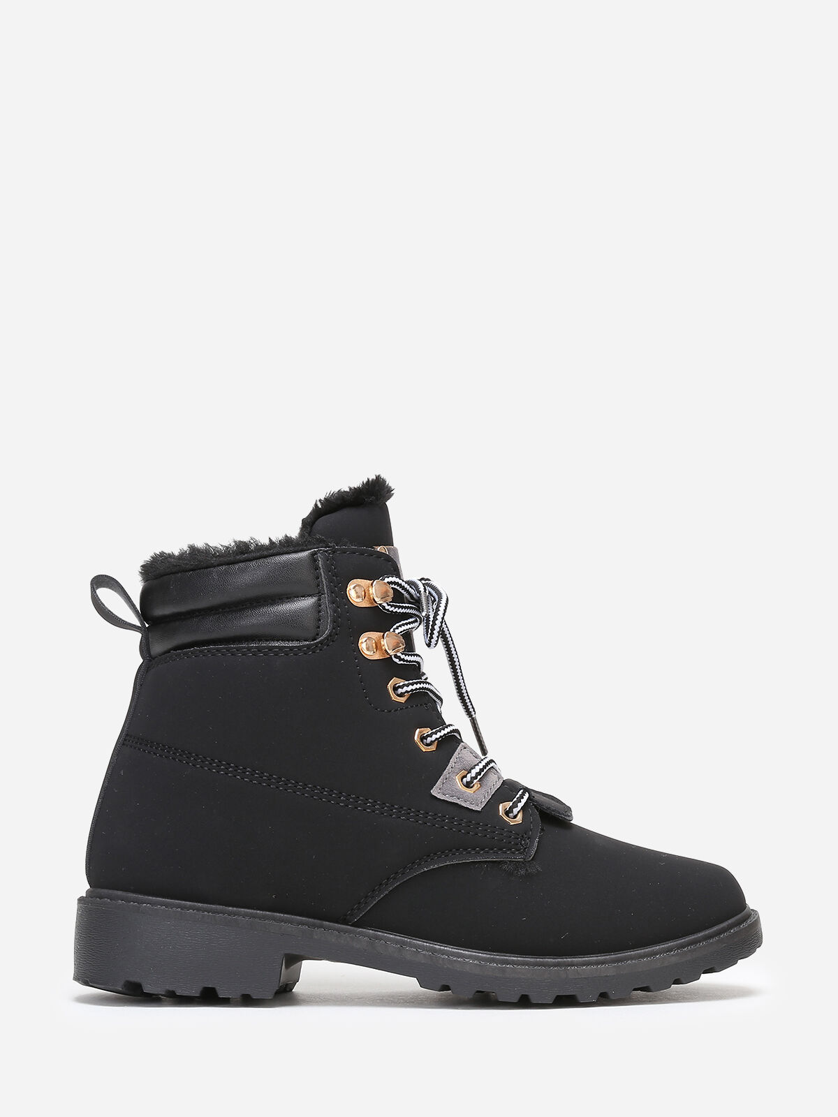 Bottines style rangers fourrées- noir_gris