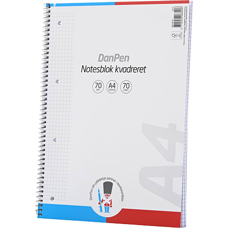 Danpen notesbog A4 kvadreret