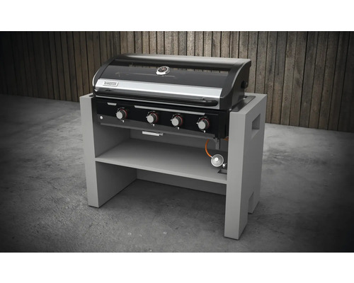 Tenneker® Halo TG 4B Gasgrill, 103,7 x 61 x 56,2 cm, 4-pits inbouwgasgrill, gietijzeren rooster, platformsysteem, glazen inzetstuk in het deksel