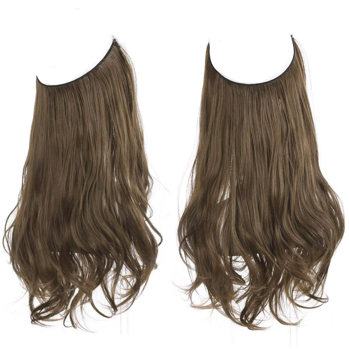 (55cm) Kunsthaar Extensions Halo-Haarverlängerung ohne Clip - Braun