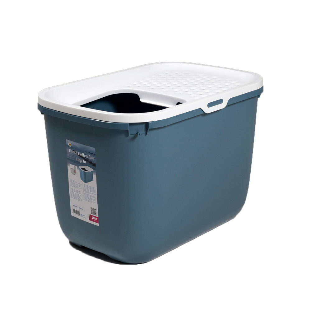 Maison de toilette hop in bleu entrée par dessus 58 x 39 x 40 cm pour chat