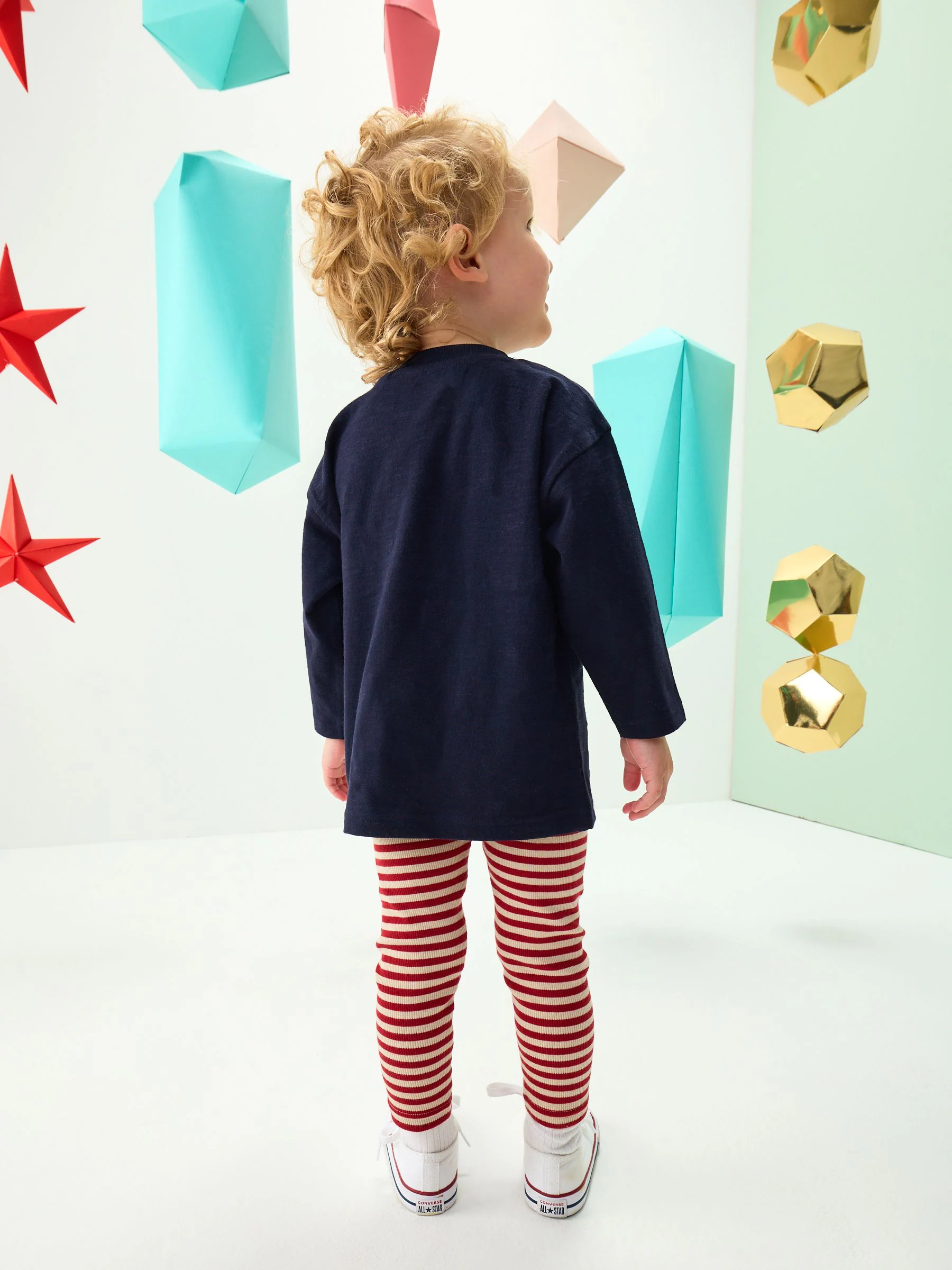 Marineblauw met Kerstmisvulling - Set met top met lange mouwen en legging (3 mnd-7 jr)