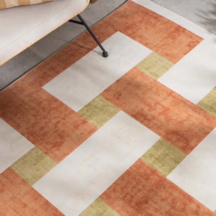 Retro binnen- & buitenvloerkleed - Pop Lines Terra