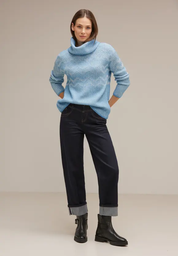 Rollkragenpullover - gentle blue melange