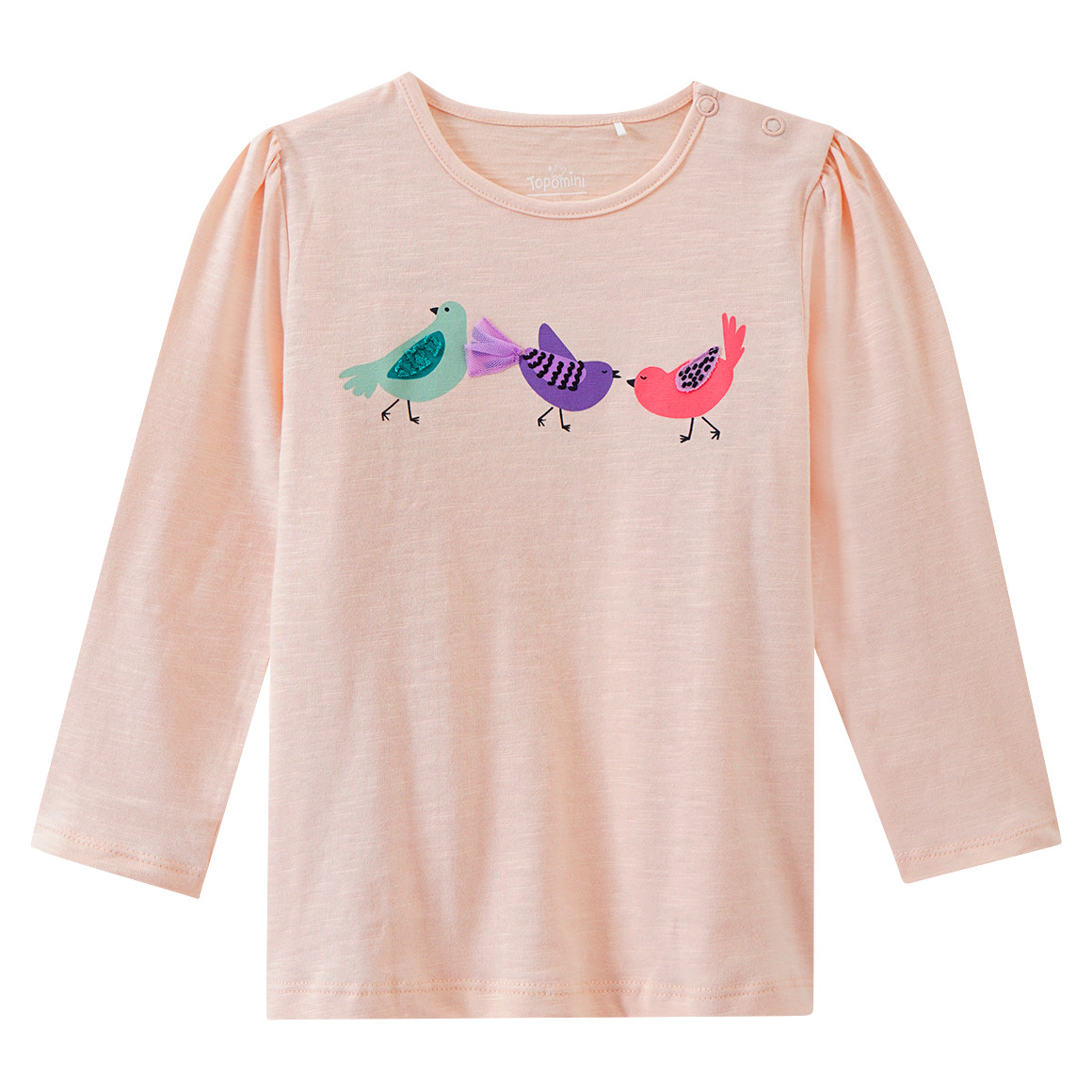 Topomini Baby Langarmshirt mit Vogel-Motiv zartrosa