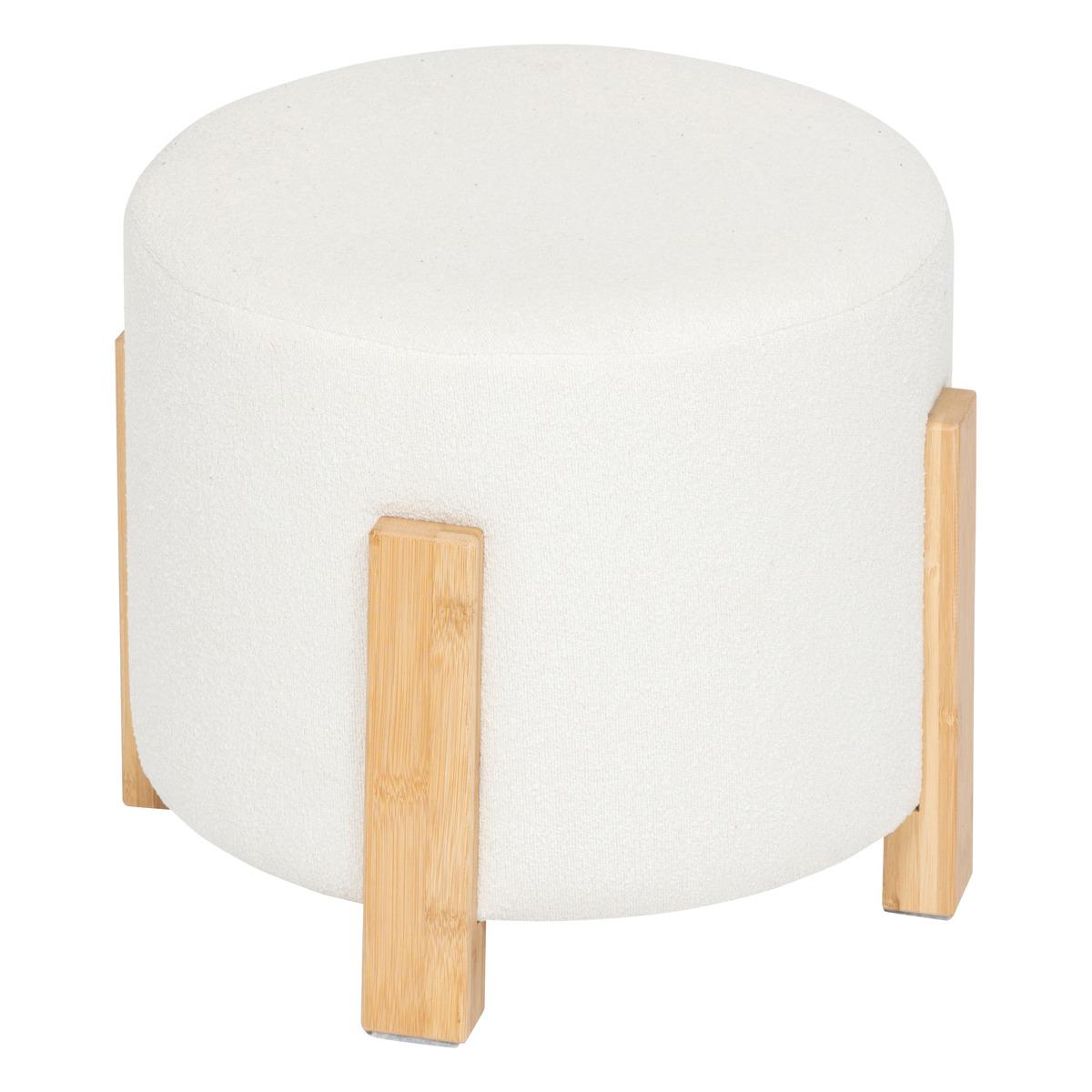 TABOURET D APPOINT BOUCLETTE BANSA BLANC