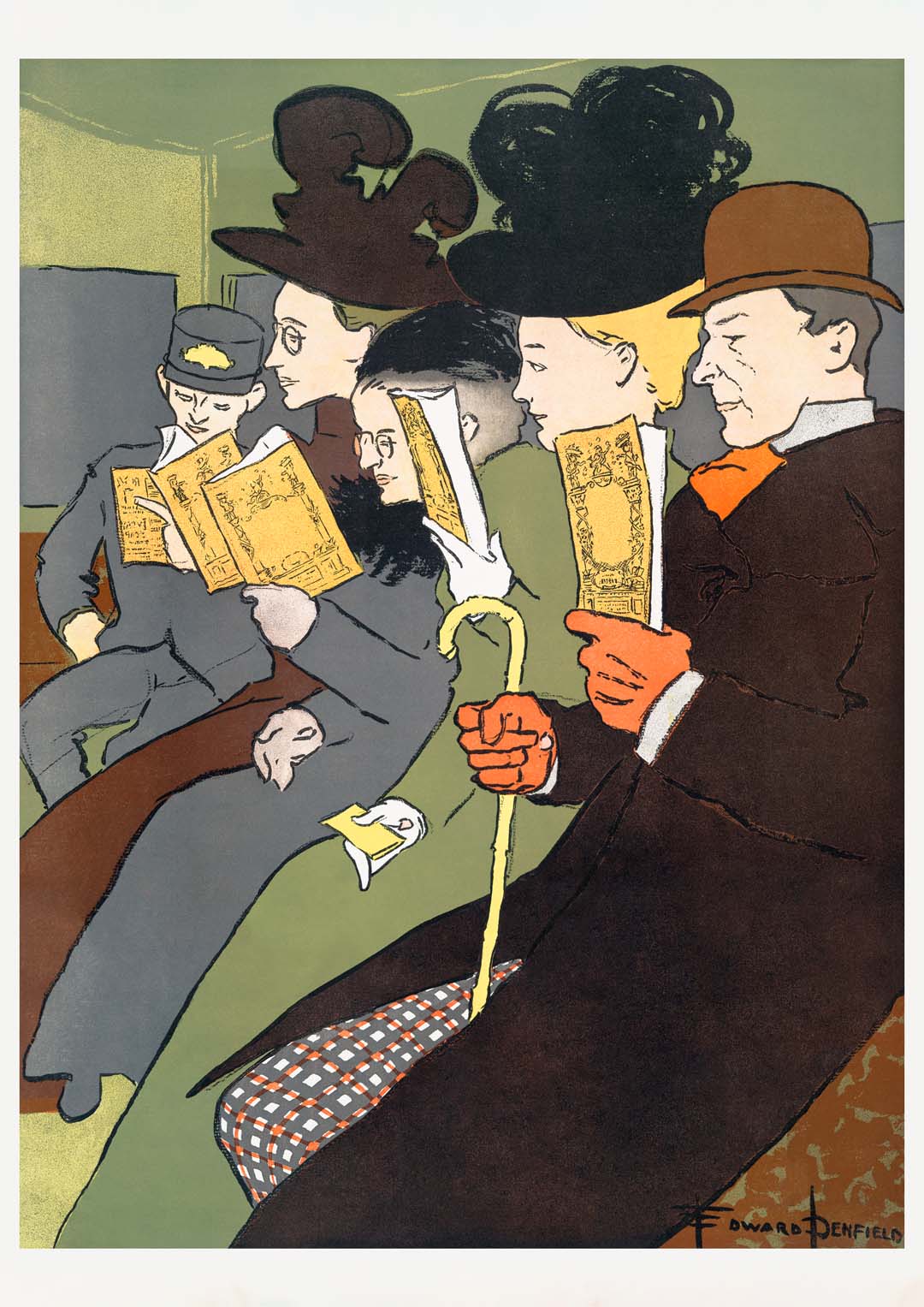 Menschen lesen Bücher von Edward Penfield