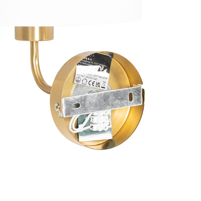 Klassieke wandlamp goud stoffen kap wit - Cas