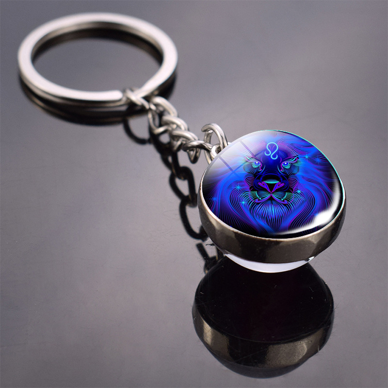 Glow in the Dark Sternzeichen Schlüsselanhänger Accessoire mit Spaltring - Löwe