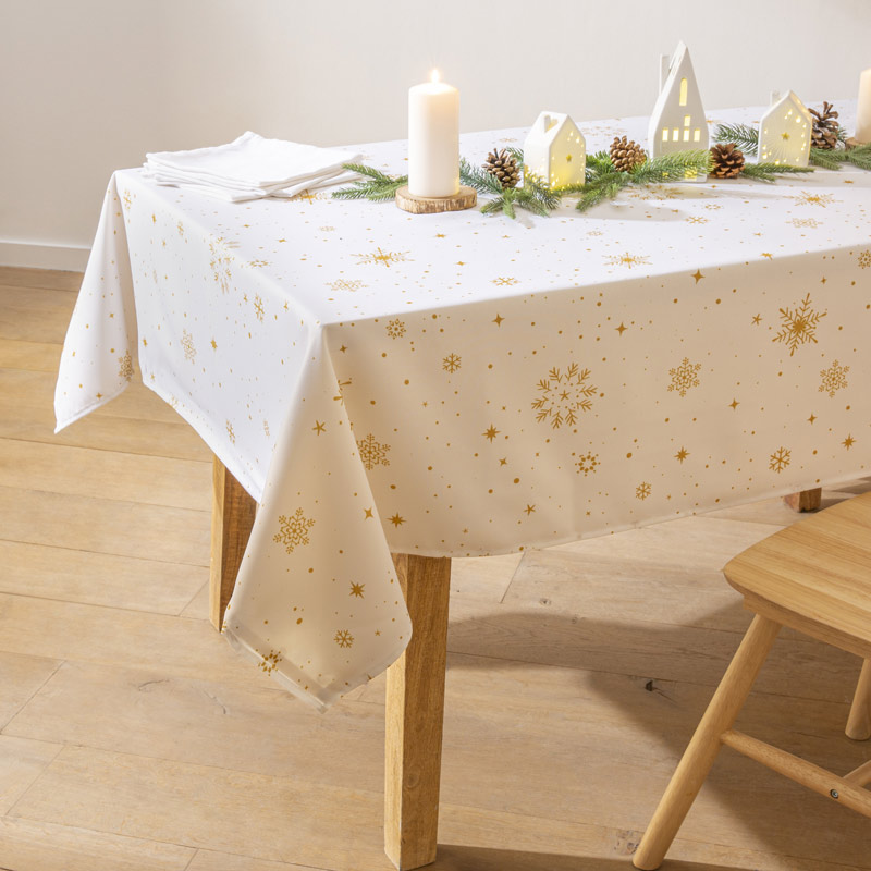 Nappe déperlante 'Multiflakes' blanc et doré