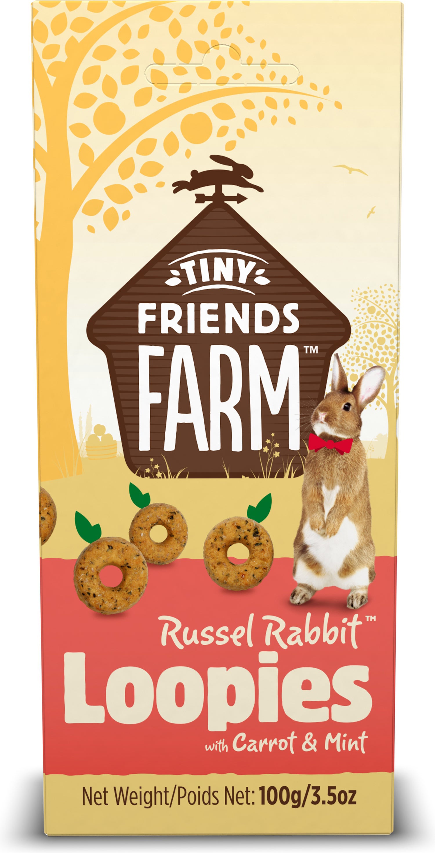 Tiny Friends Farm knaagdierensnack Russel Rabbit Loopies wortel / mint 100 g