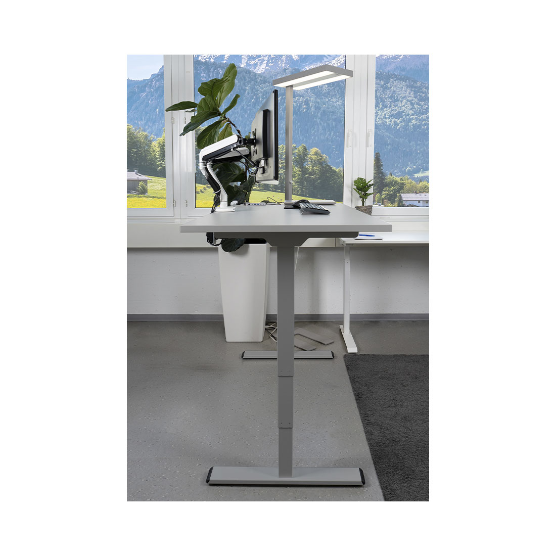 CONTINI höhenverstellbarer Bürotisch 200 x 90 cm weiss / Gestell dunkelgrau