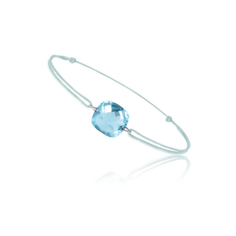 Bracelet cordon femme avec topaze bleue - BeJewels