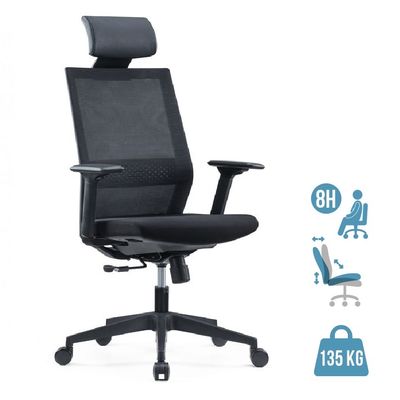 Fauteuil de bureau MAXIM - accoudoirs réglables - Appuie tête - noir