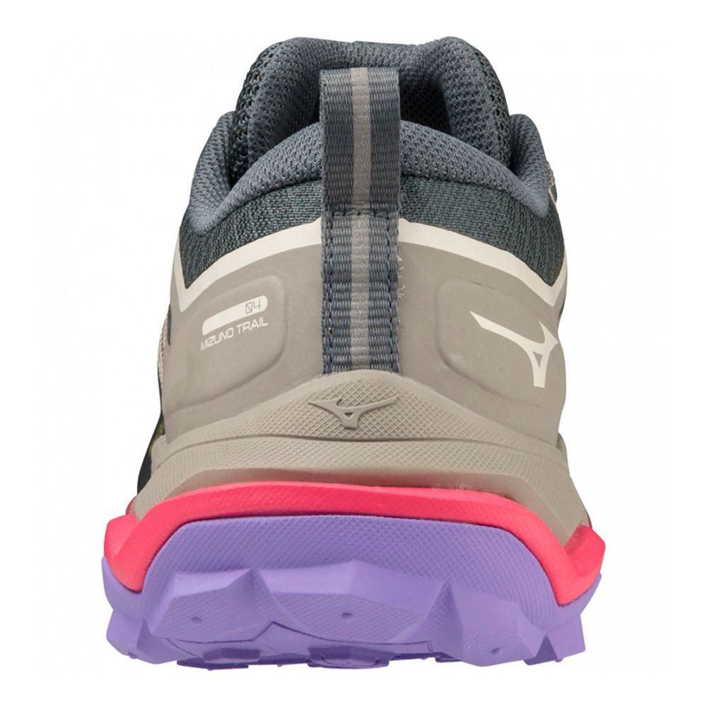 Mizuno WAVE IBUKI 4 - Chaussures trail Femme ghost gray/high-vis pink/p.punch