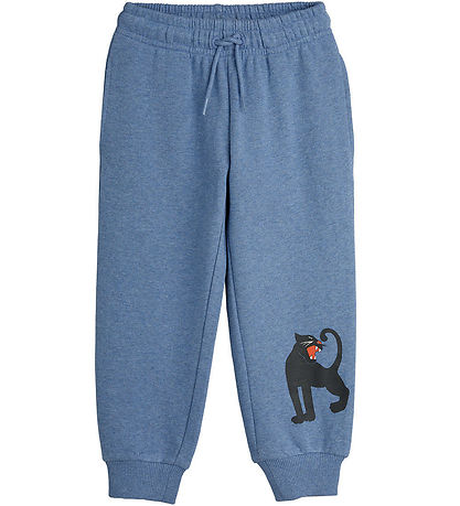 Mini Rodini Jogginghosen - Blau Meliert m. Panther