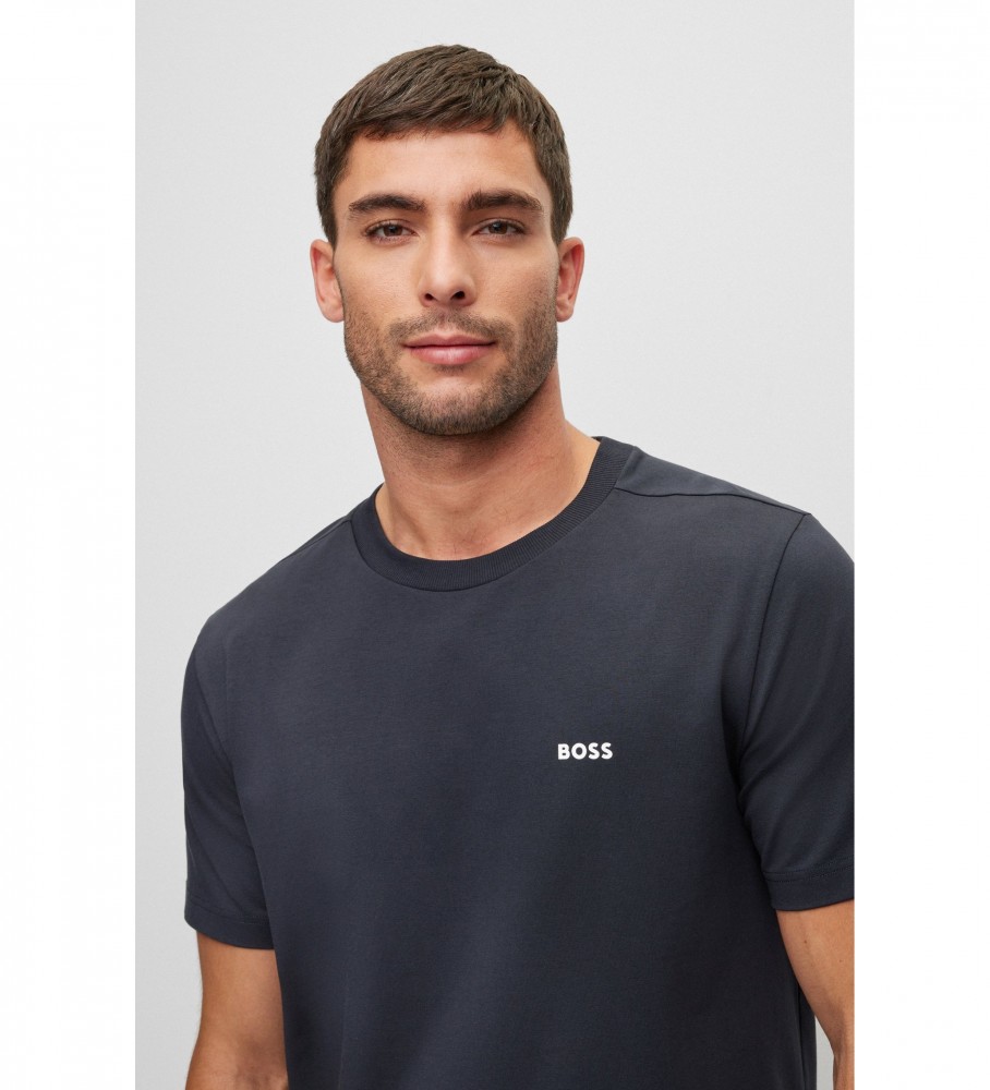 Camiseta com o logotipo da BOSS na cor azul marinho