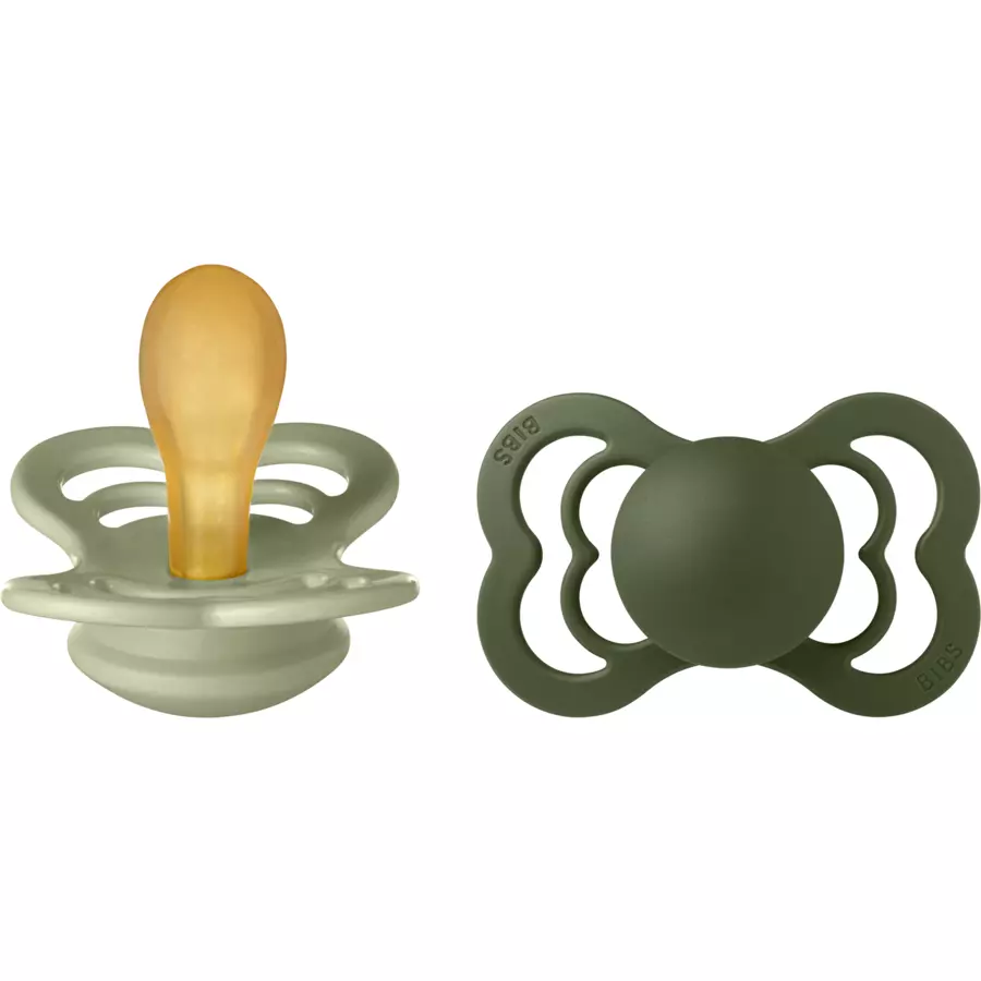 BIBS® Schnuller Supreme Sage  Hunter Green Latex 6-36 Monate, 2 Stk.