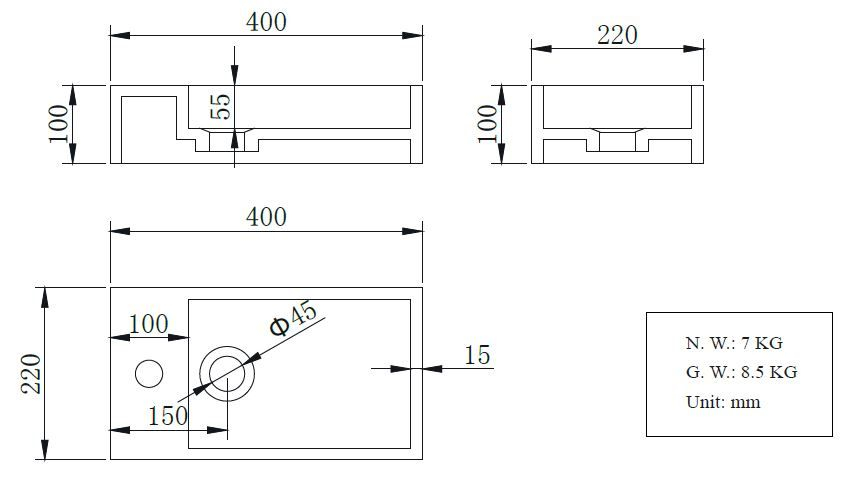 Mueller solid surface fontein links  40x22x10cm