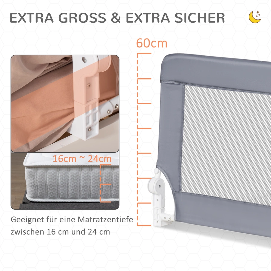 HOMCOM Bettgitter mit Schutzanker grau