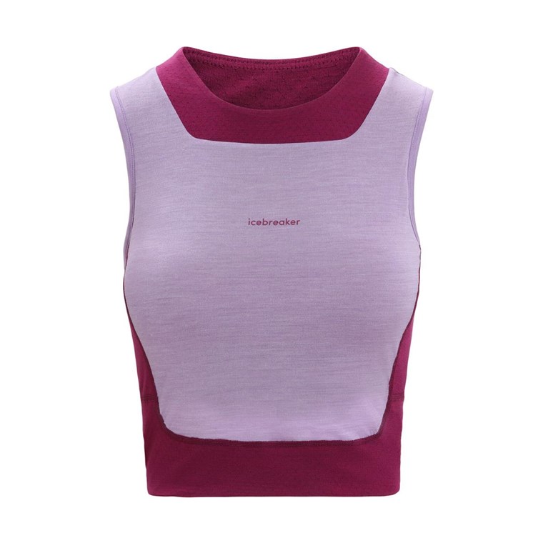 Icebreaker ZoneKnit Cropped Bra-Tank Women Purple Gaze/Go Berry
