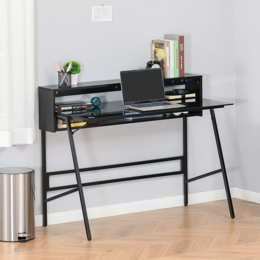 HOMCOM Schreibtisch Minimalistisches Design,  leicht zu pflegen und zu reinigen Schwarz, Grau