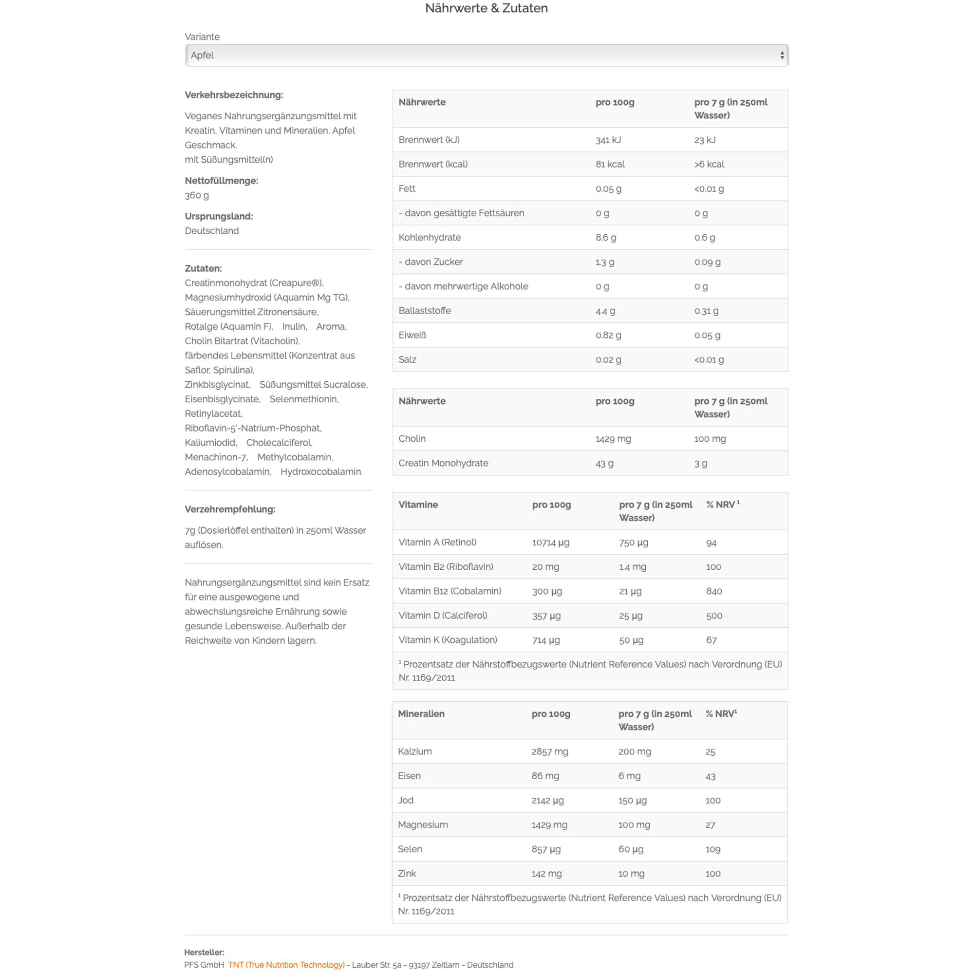 TNT Vegan Basics alle wichtigen Vitamine und Mineralien für die vegane Ernährung