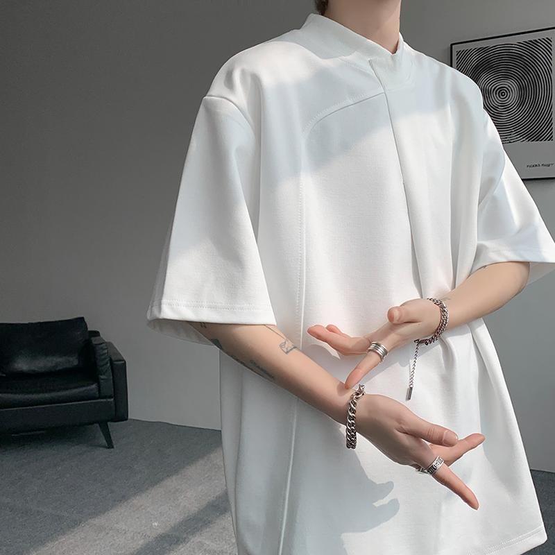 Freehop - T-shirt met korte mouwen en mockneck, effen