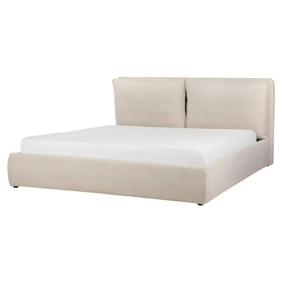BAJONNA - Bed met opbergruimte - Lichtbeige - 180 x 200 cm - Polyester