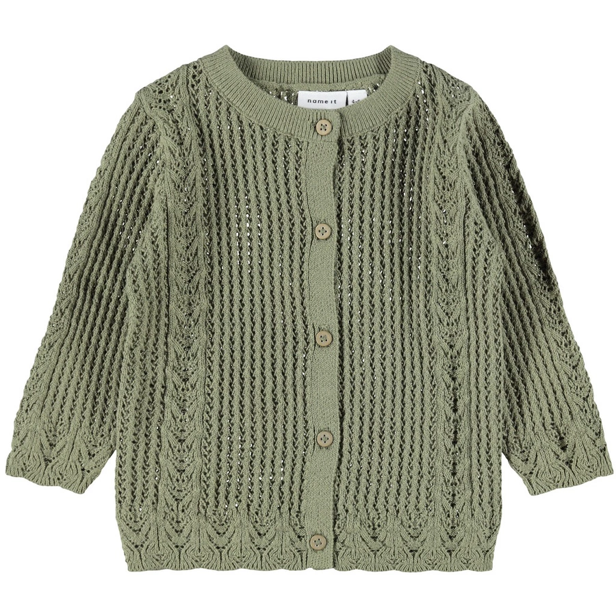 name it Strickcardigan Nbffilone Deep Lichen Green