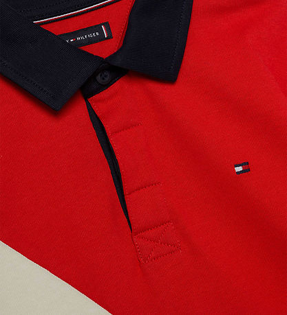 Tommy Hilfiger Poloshirt - Farbblock Rugby - Rot/Weiß
