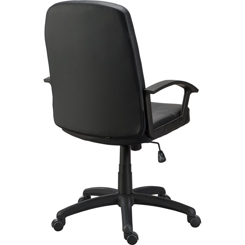 Fauteuil de bureau Harry simili cuir noir - dossier haut accoudoirs - mécanisme Basculant centré - pieds noir
