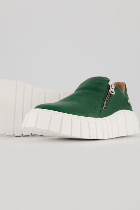Leder-Slip-Ons, Zipper, Wechselfußbett, Komfortweite