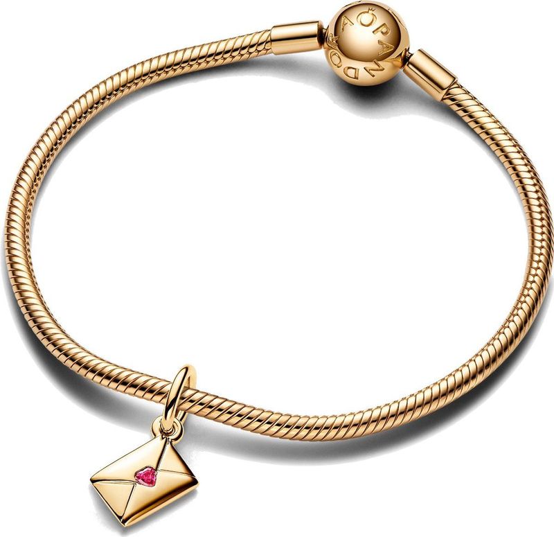 PANDORA - Moments Liebesbrief Bedel - Sterling Zilver - Verguld - Zirkonia