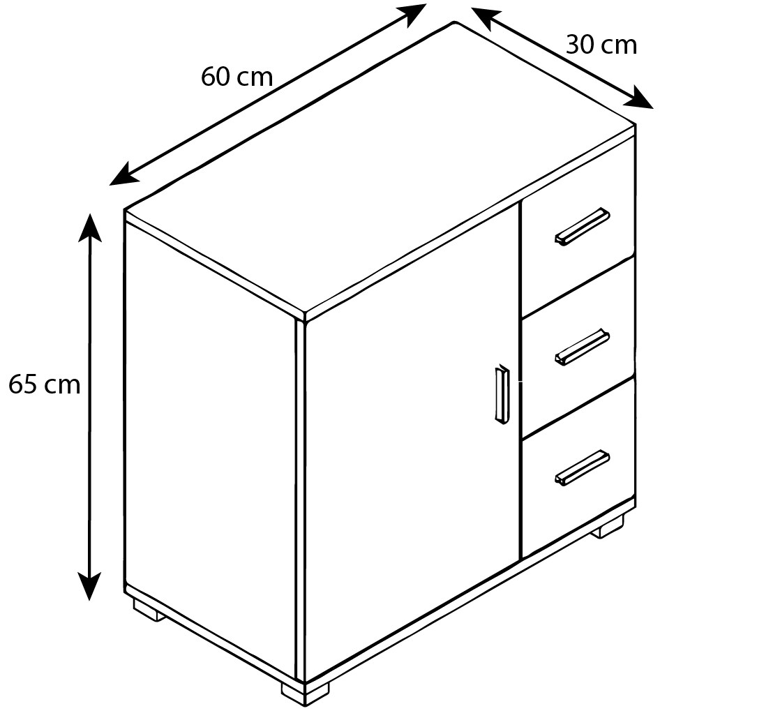VCM Holz Badmöbel Midischrank Badregal Badschrank Badezimmer Schublade Zalo XL