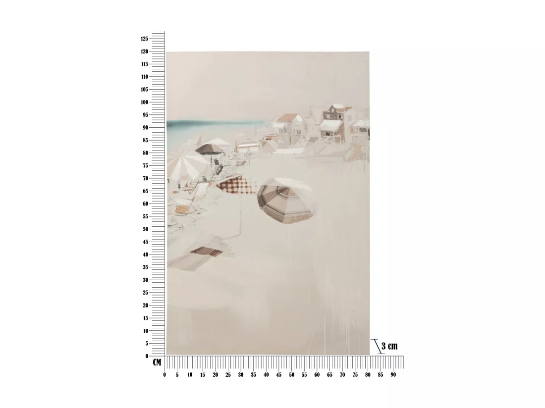 Tableau Toile sur Bois - Plage aux Couleurs Douces Style Impressionniste - 80x3x120 cm - Décoration Murale Apaisante