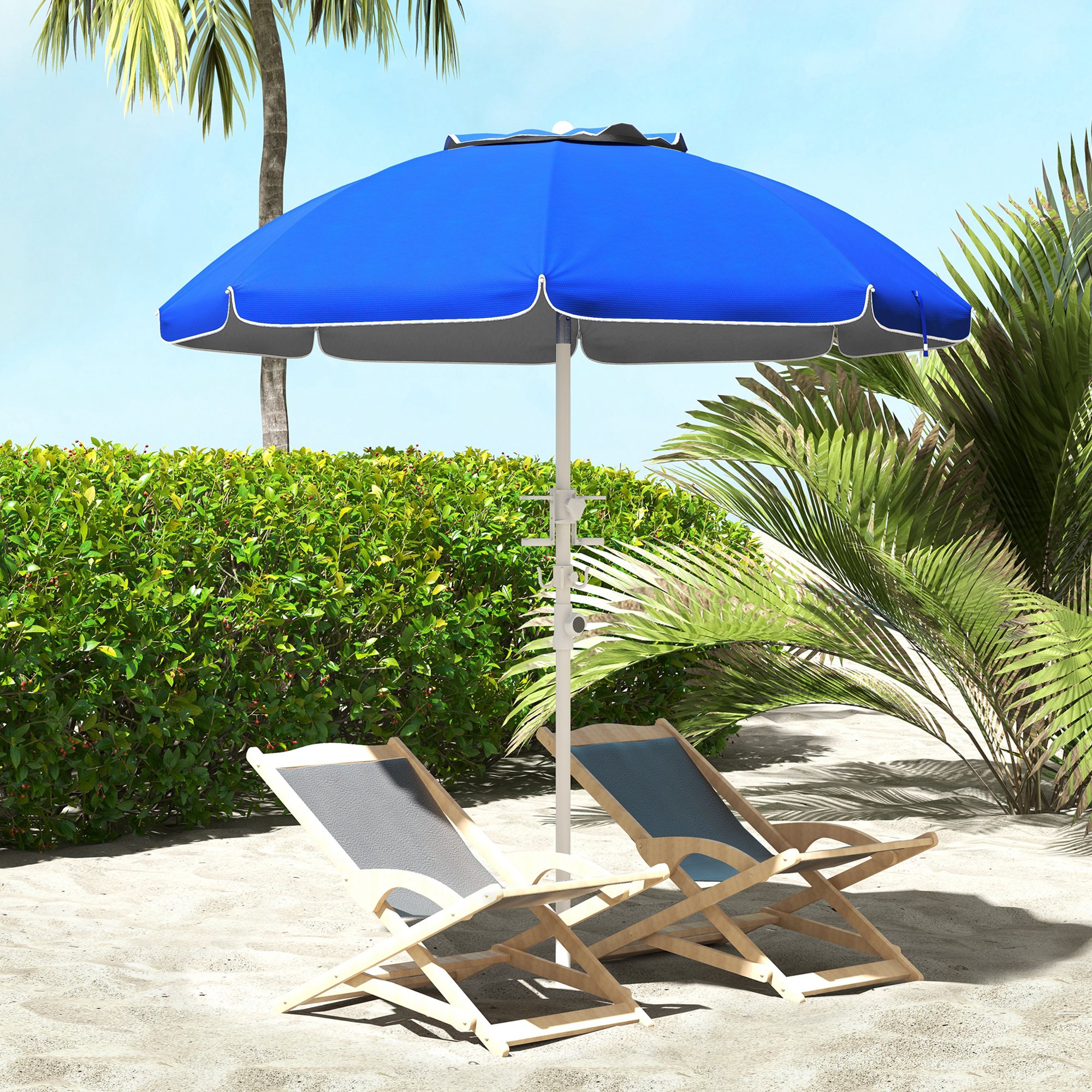 Guarda-sol de praia azul Outsunny